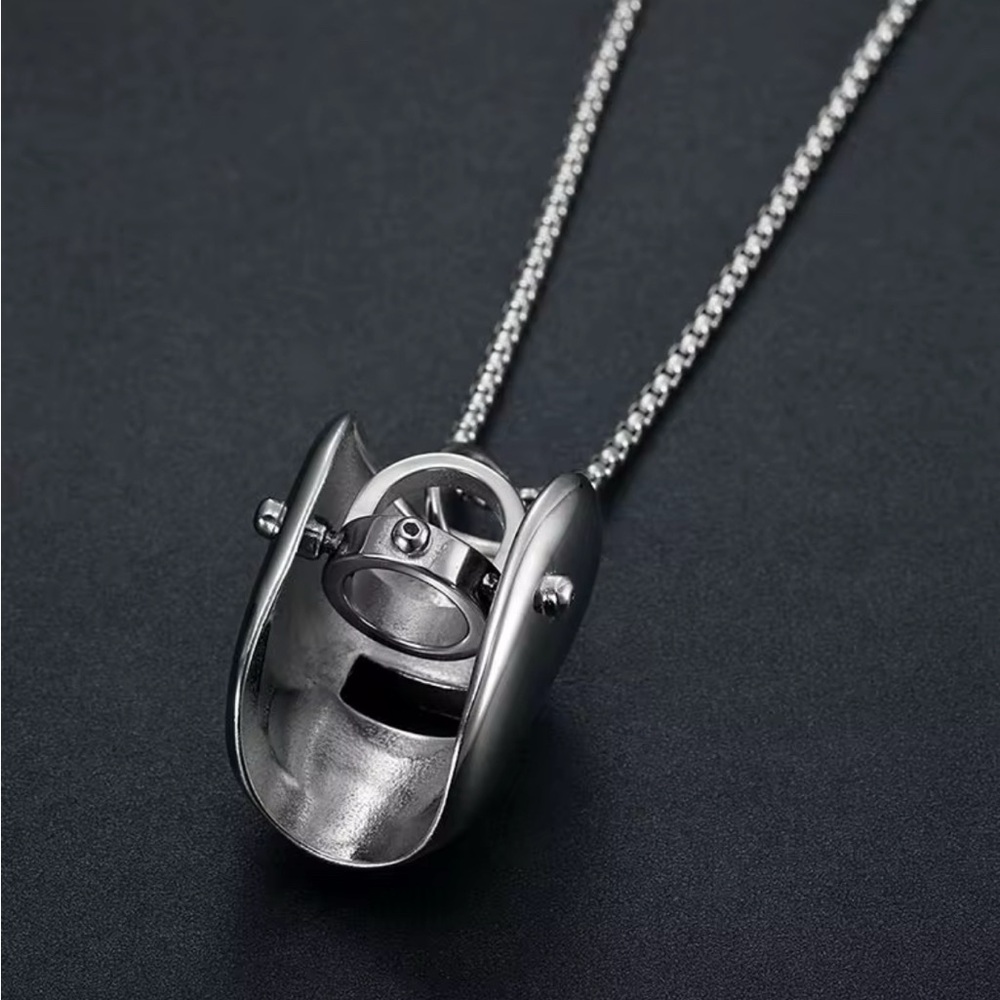 Welder Helmet Stainless Steel Pendant with Titanium Chain - Picture 2 of 5